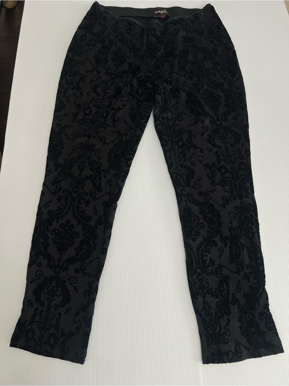 Black Damask Stretch Pants - Women's